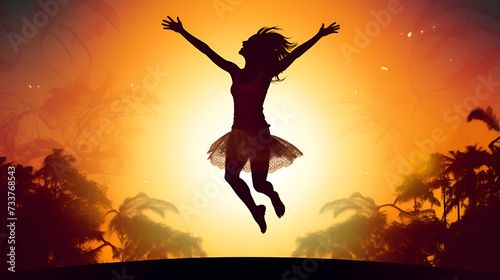 silhouette of a girl jumping,silhouette of a person jumping