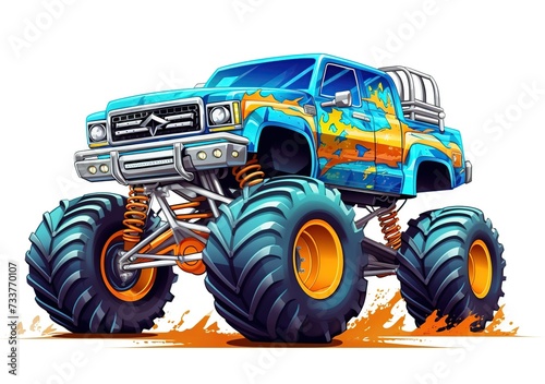 illustration of Bigfoot or monster truck, giant car, car attraction © siti