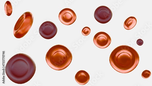 3d rendering of hypochromic red blood cells are red blood cells that have less color than normal when examined under a microscope.  photo