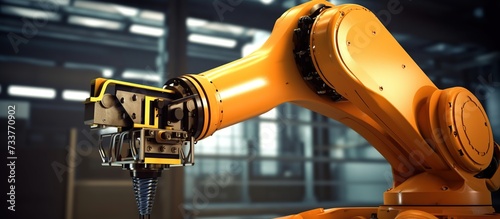 Manufacturing Automation, robot arm works automatically in smart industry