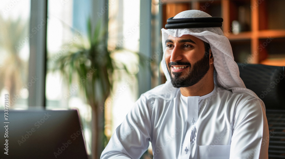 Portrait of a young arabic businessman working at his office Portrait of a young arabic businessman working at his office