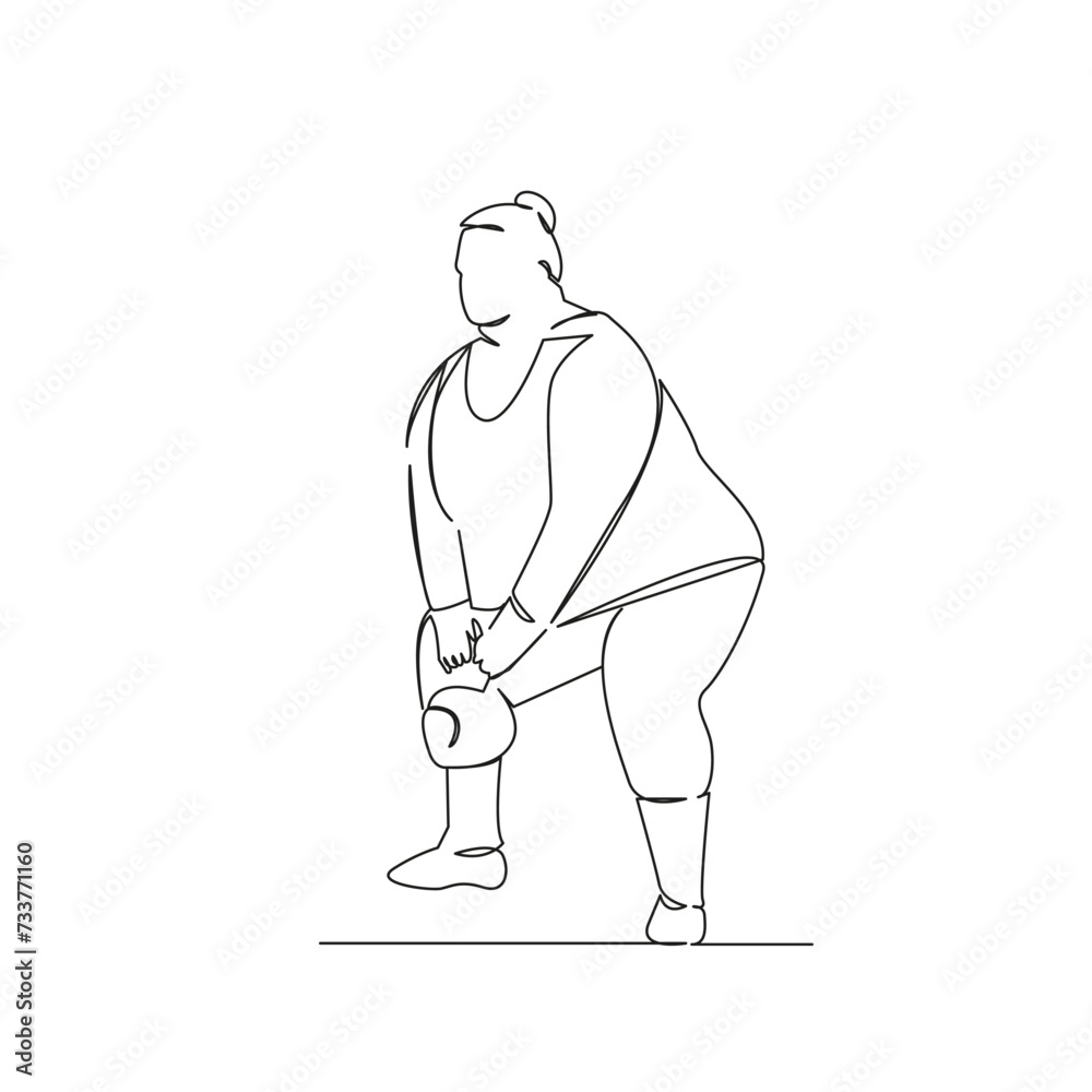 fat woman working out with a kettlebell
