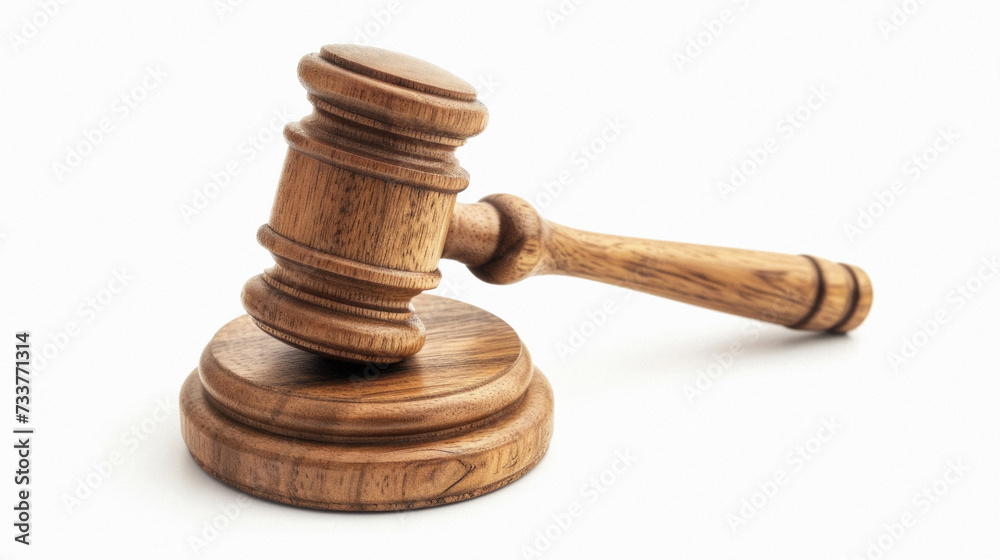 Wooden judge gavel isolated on white background. Law concept .