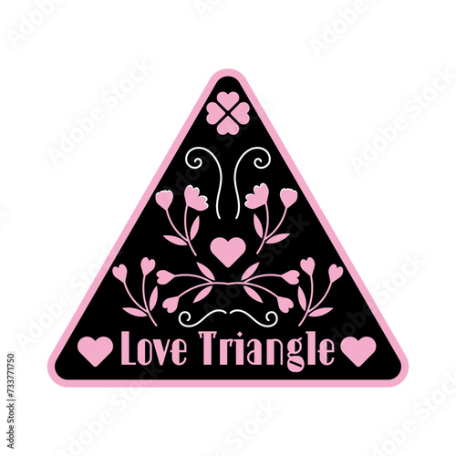 Love triangle – story plot for romantic book, movie, tv series, drama. Floral ornate print with hearts. Represents cheating and infidelity, polygamy and polyamory, having mistress and lover, jealousy