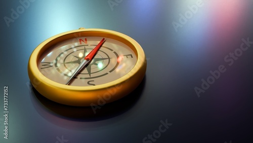 3d rendering of gold coins and a compass 