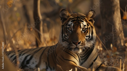 Intense Close-Up of a Majestic Bengal Tiger  A Vision of Power AI Generated.