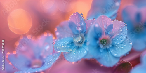 Close-up shot of beautiful light blue forget-me-not flower blossoming in a garden on sunny day. Myosotis blooming in nature, vivid colorful background.