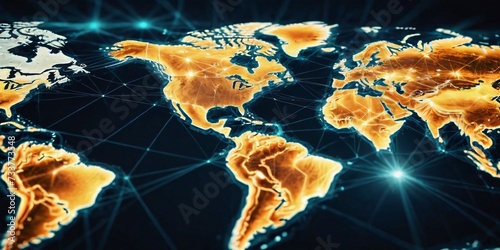 Abstract concept of global network and connectivity, data transfer and cyber technology, information exchange and telecommunication