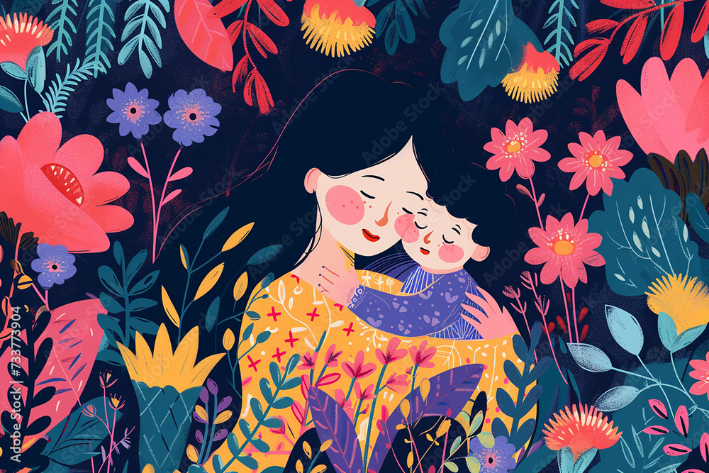 International Mother's Day digital illustration
