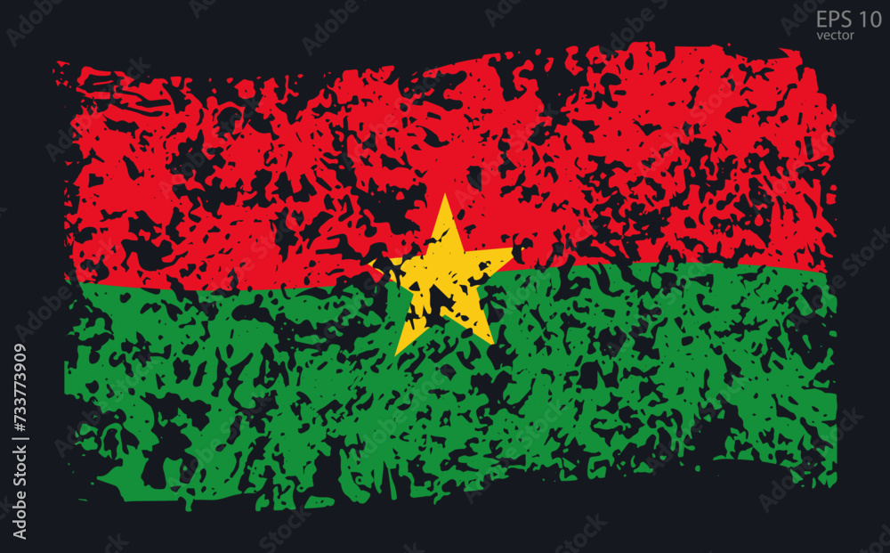 Vector flag of Burkina Faso. Vector illustration with cracks and abrasions.
