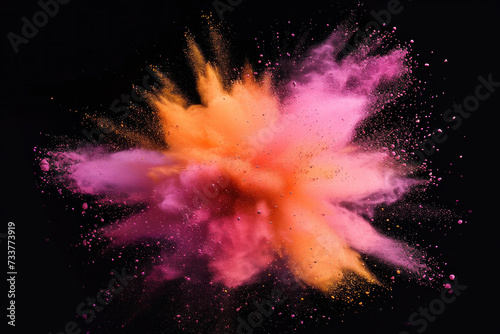 Colorful Explosion of Powder on Black Background