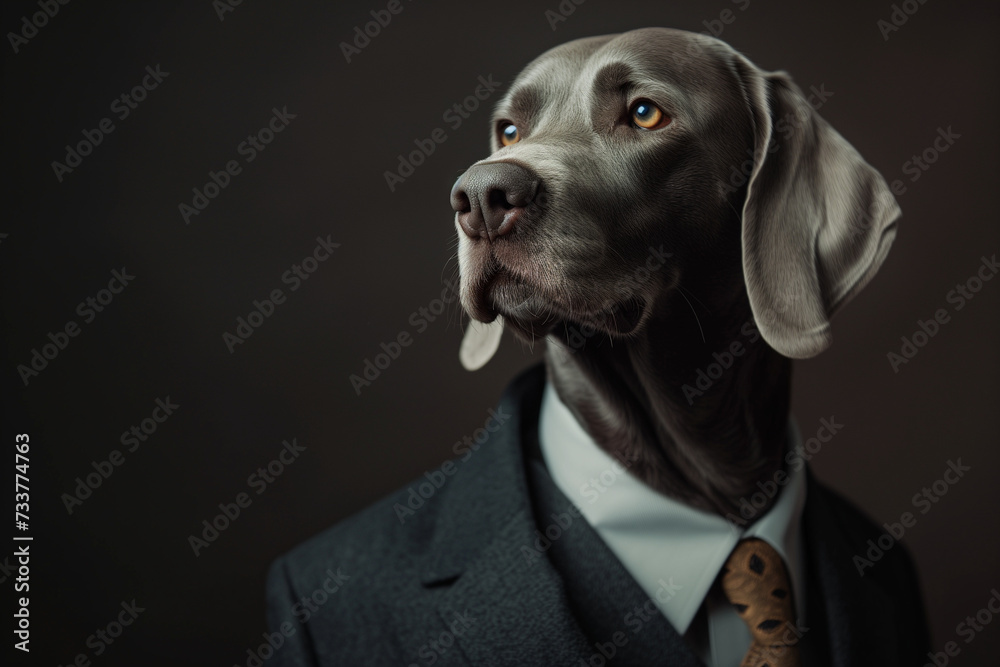 A dog in a suit, a classic gentleman A dog in a suit, a classic gentleman