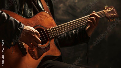Intense Emotions in Musician's Soulful Guitar Portrait AI Generated
