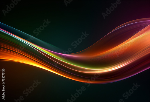 Futuristic technology abstract lines on black background. Futuristic technology. Network, energy, internet, speed. Psychedelic neon lights. Fluorescent colors