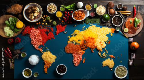 Spices and herbs around the world map