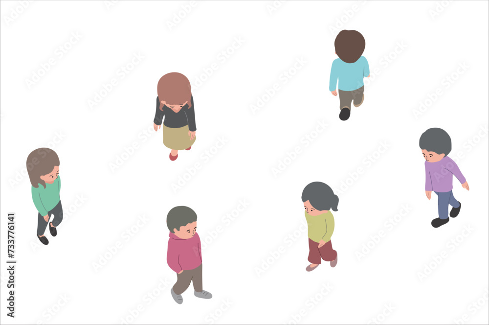 歩いている人物のイラスト 俯瞰 Stock Vector | Adobe Stock