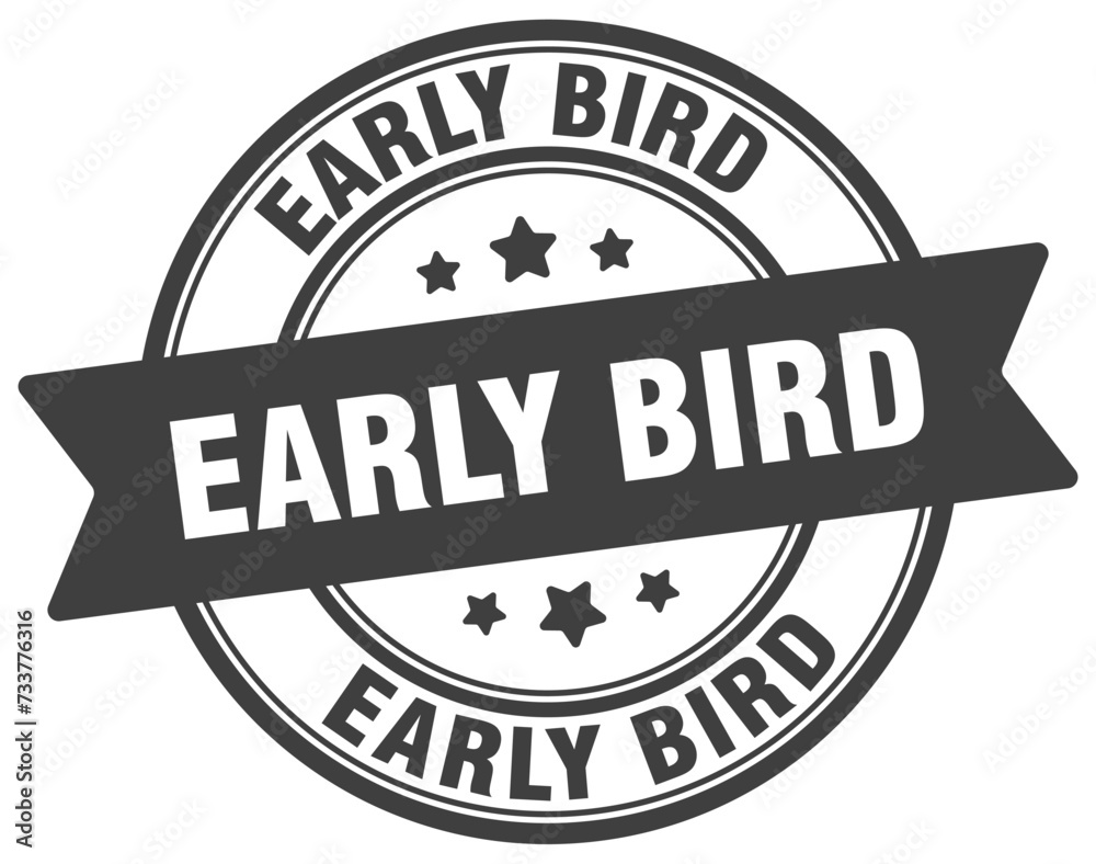 early bird stamp. early bird label on transparent background. round sign
