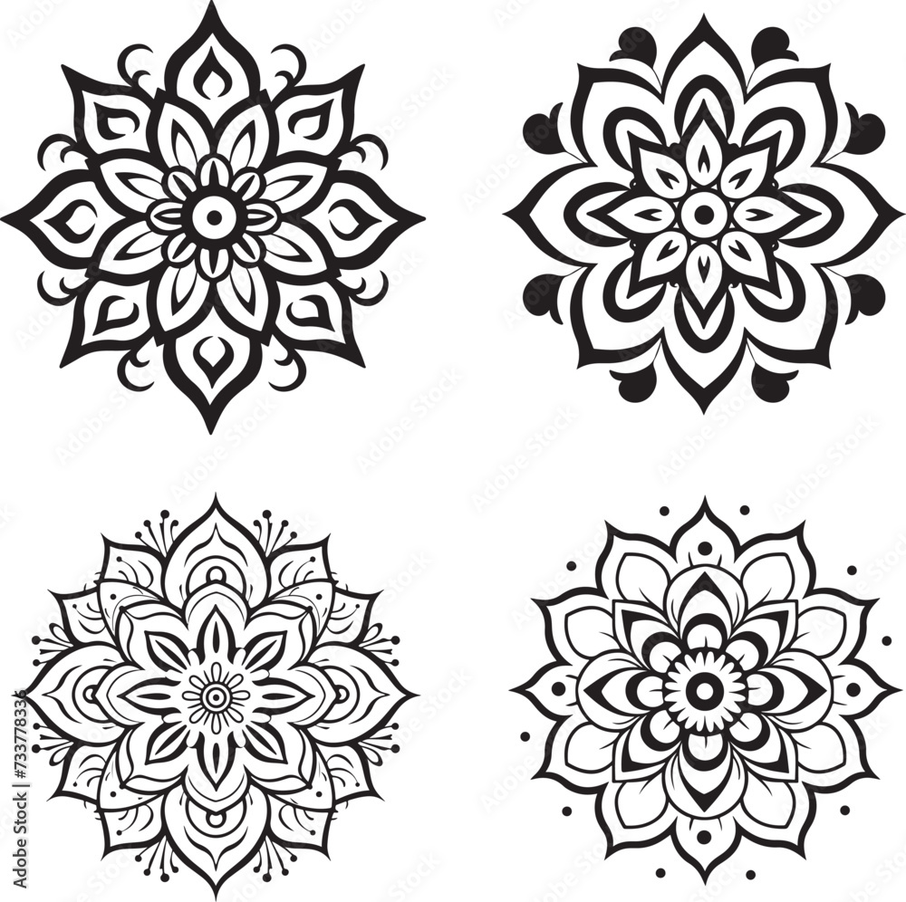set of rangoli patterns vector illustration