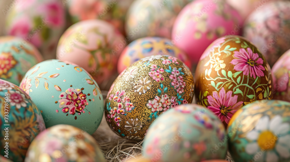 Colorful Easter eggs for background.