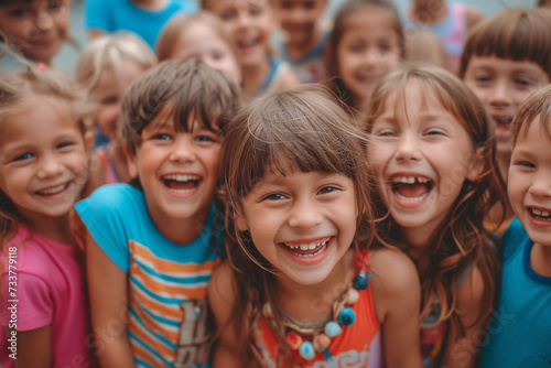 A group of children are laughing
