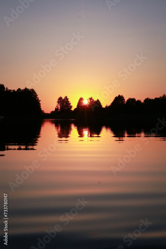 sunset over the lake 