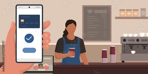 Customer buying a coffee using a digital wallet