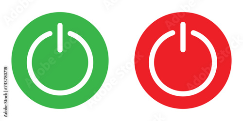 green and red power on off buttons. set of icon. vector symbol on transparent background.