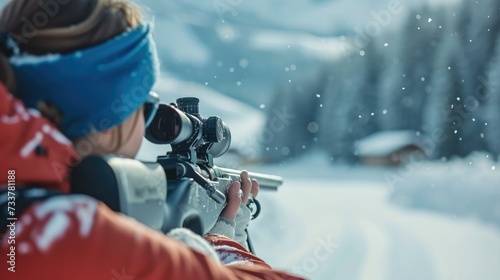 Biathlon training application, a rifle. Generative AI.