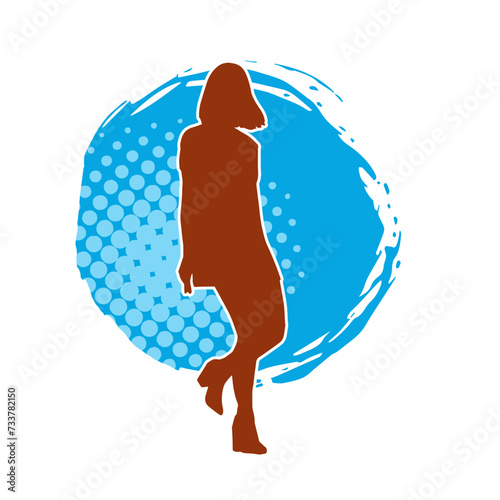 Silhouette of a secretary or female office worker wearing formal business suit.