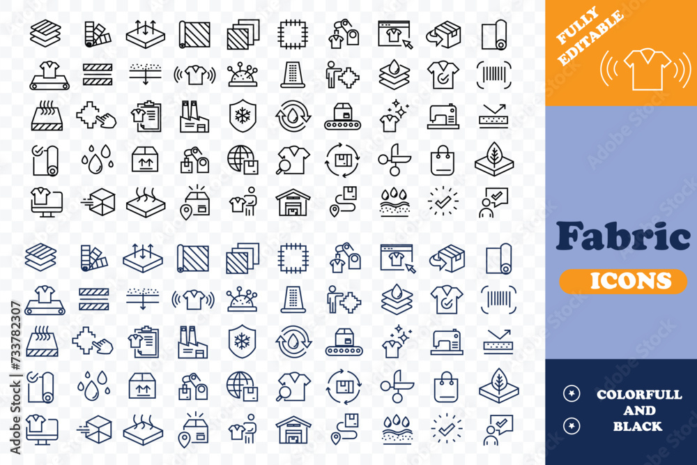 Fabric icons Pixel perfect. Product, industry, shop, ..