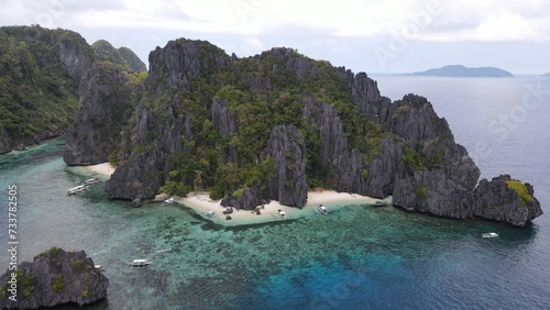 A beautiful beach on a remote island off the coast of El Nido, Palawan, the Philippines