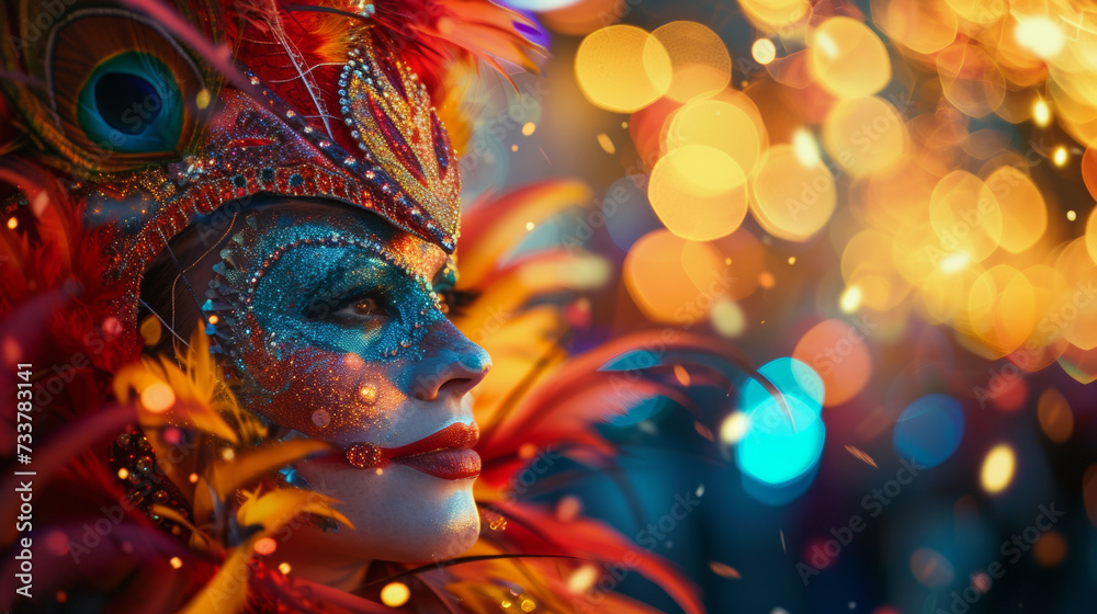 Experience the vibrant electric atmosphere of Rio's carnival parade, showcasing an array of musicians, dancers, and massive crowds against the backdrop of the city's iconic landmarks. Experience the vibrant electric atmosphere of Rio's carnival parade, showcasing an array of musicians, dancers, and massive crowds against the backdrop of the city's iconic landmarks.