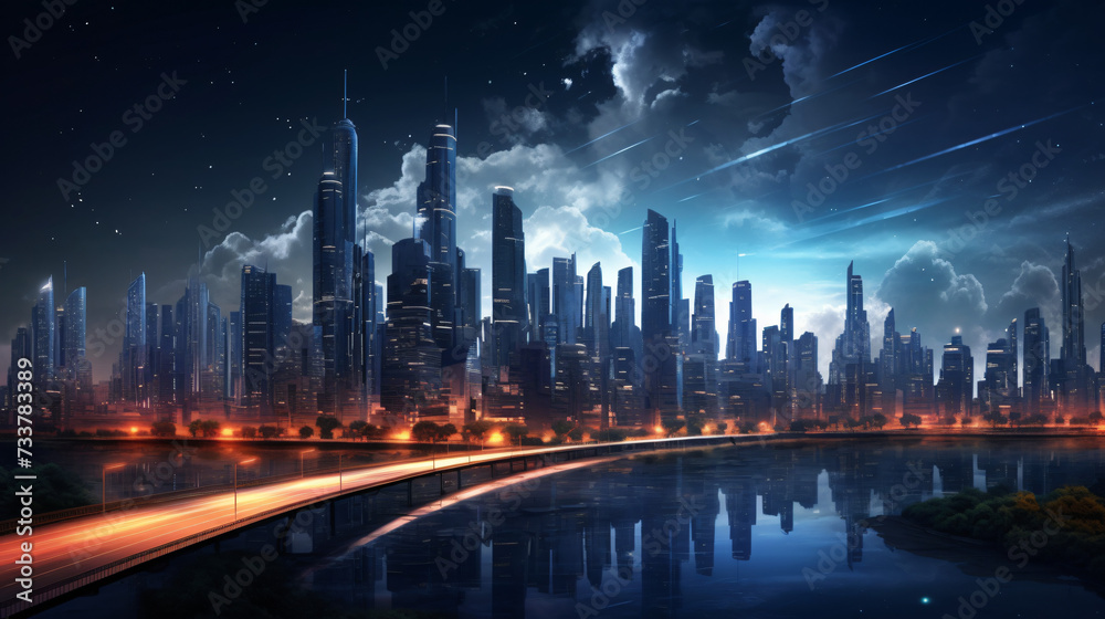 Night panorama of the city