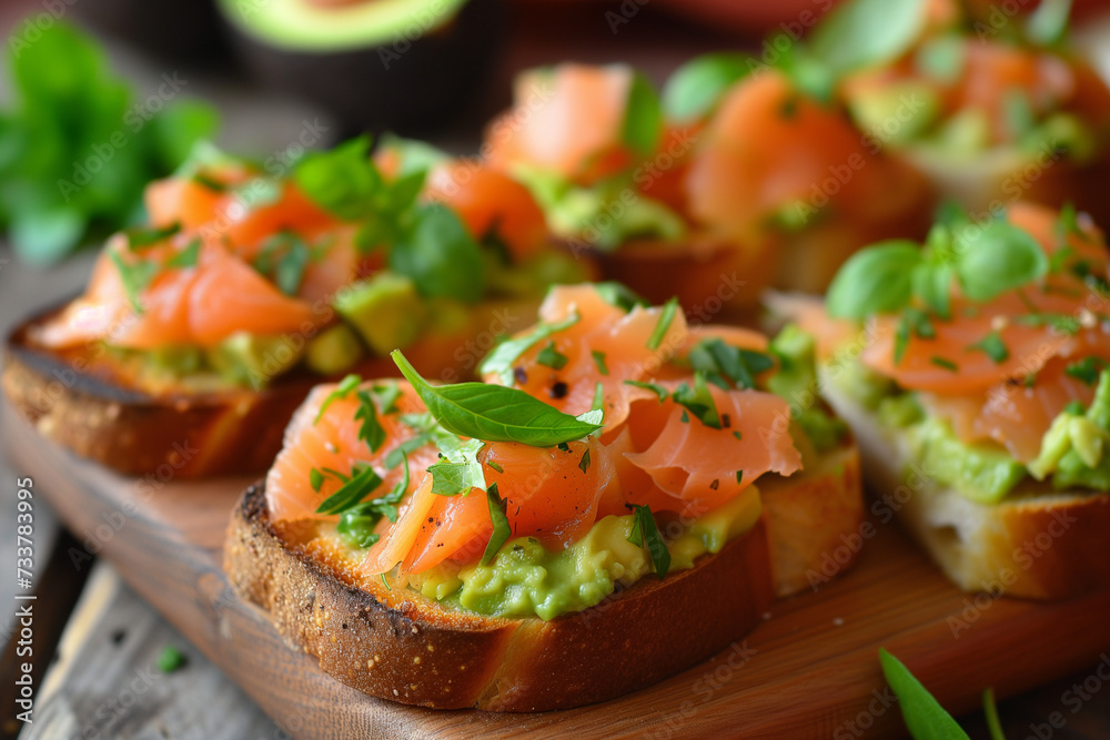 bruschetta with avocado and salmon bruschetta with avocado and salmon