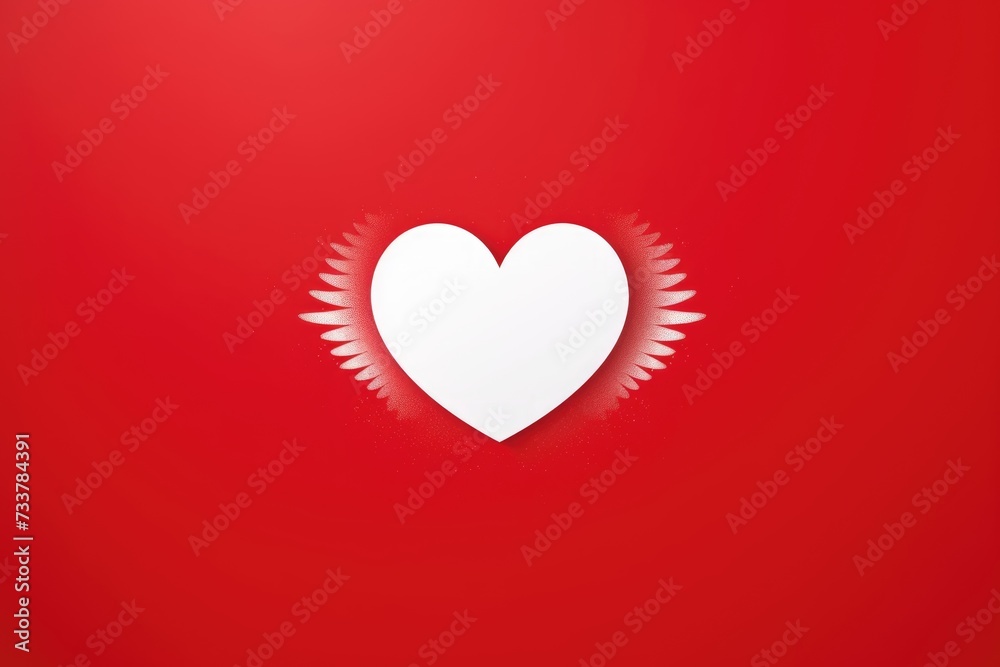 Valentine Card With Flying Heart on Red, copy space. Valentine's day, Mother's day, Women's Day, Wedding, love concept