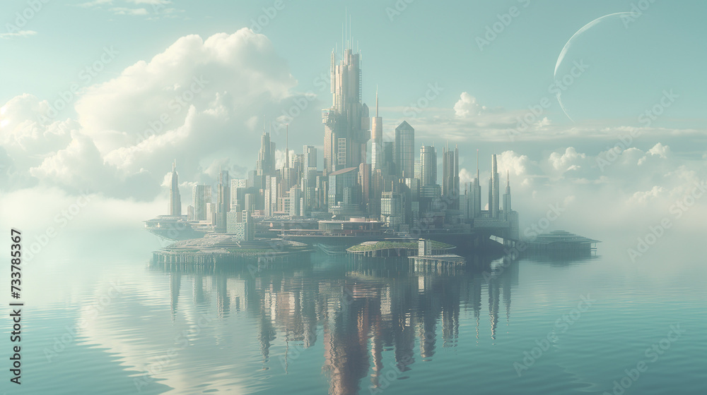 海上に浮かぶ未来都市　イメージ