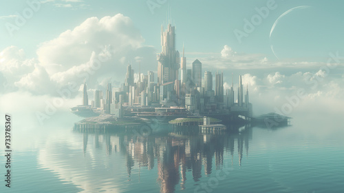 海上に浮かぶ未来都市 イメージ