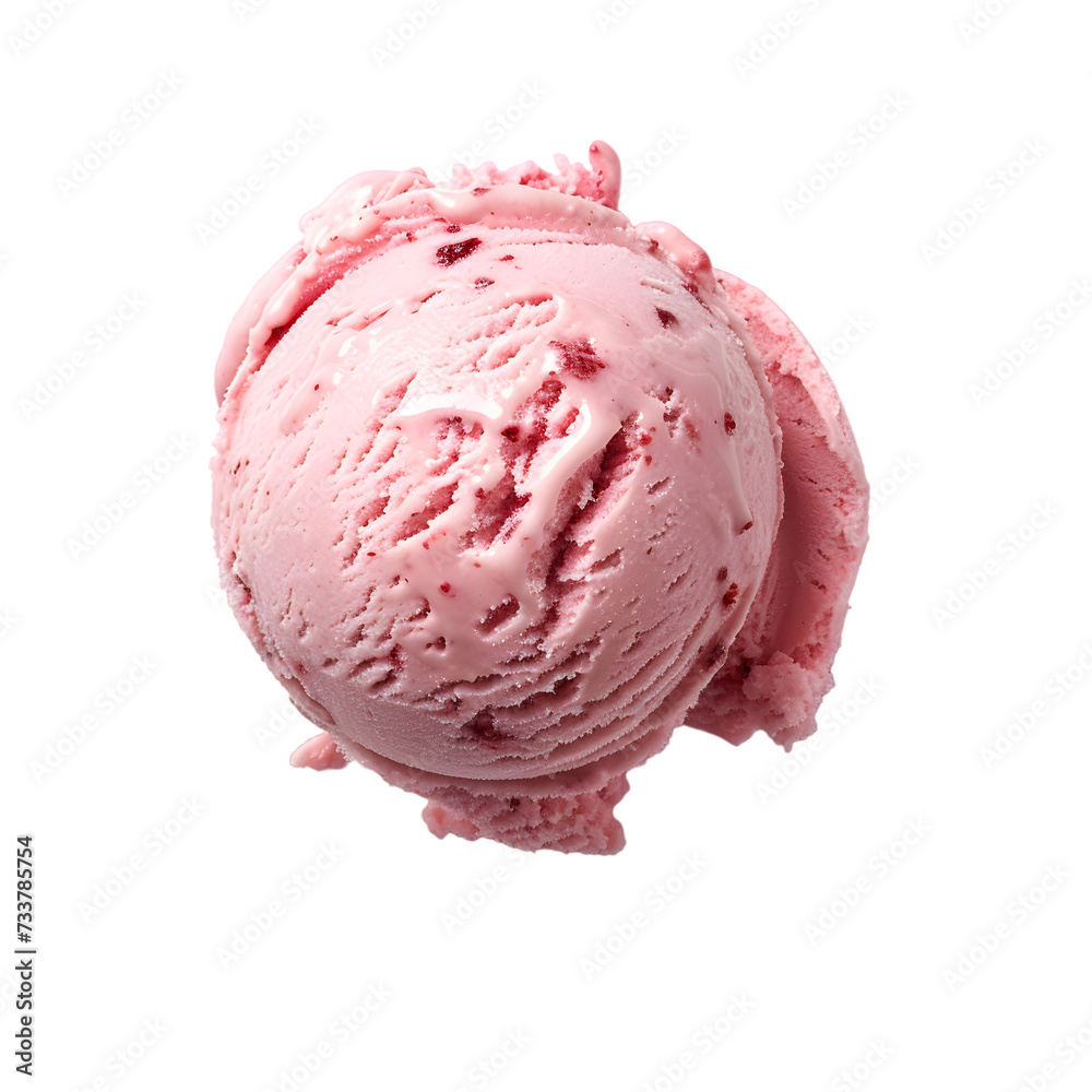 Scoop of strawberry ice cream isolated on transparent background Scoop of strawberry ice cream isolated on transparent background