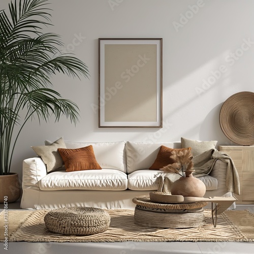 Front View Photo of a Scandinavian Living Room