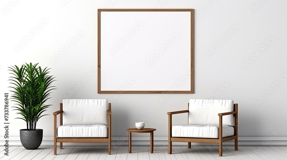 Living Room Design with Empty Frame Mockup Living Room Design with Empty Frame Mockup