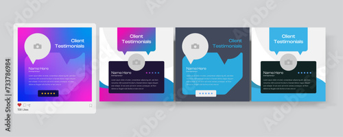 client testimonials social media post banner design template, Customer feedback review, or testimonial social media post template