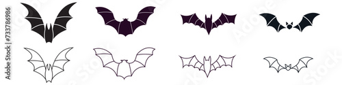 Bat icon vector set. Halloween illustration sign collection. vampire symbol or logo. photo