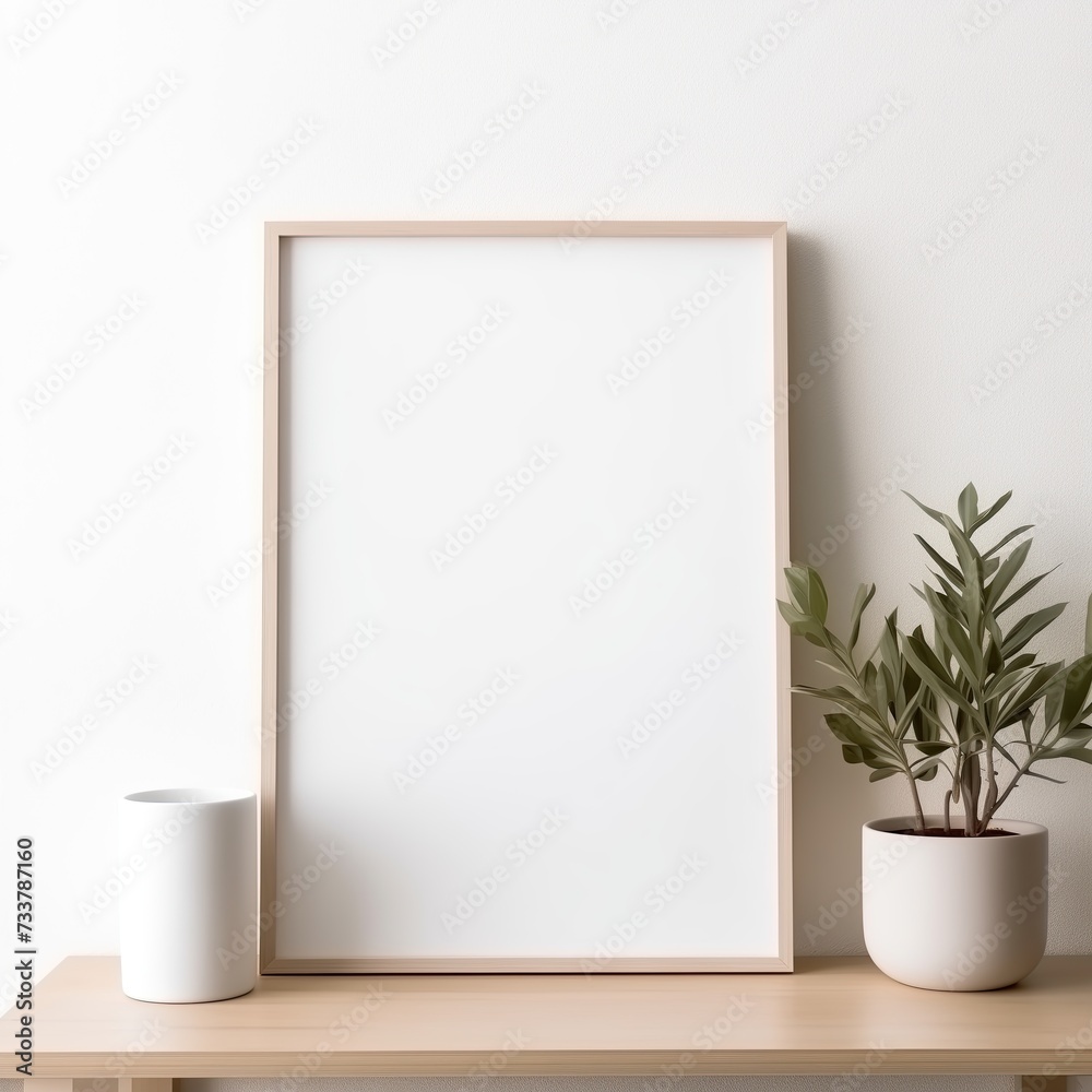Blank Frame in a Minimalist Living Room Interior Blank Frame in a Minimalist Living Room Interior