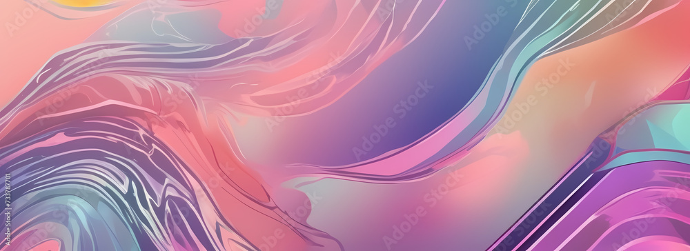 Fototapeta premium Web Banner with Abstract Pastel Colored Waves Background