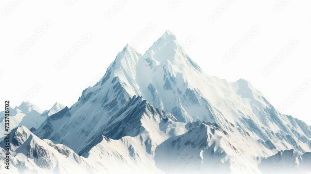 Serene snowy mountain landscape illustration, tranquility and nature concept.