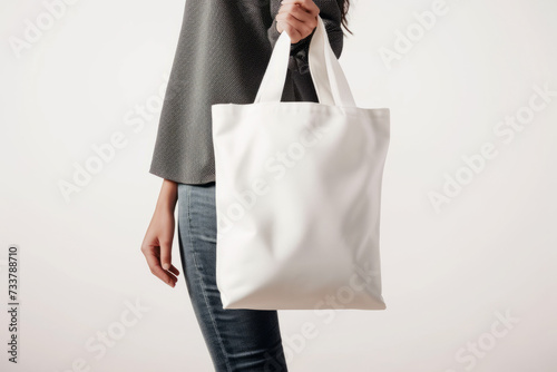 Eco-Friendly Concept: Person Holding a Reusable White Tote Bag
