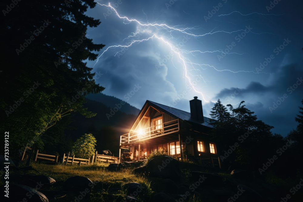 建築, 家, 住宅, 雷, 嵐, architecture, home, houses, lightning, storm