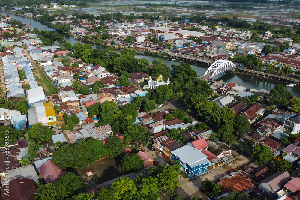 view of the city of Pangkep, Indonesia, seen above