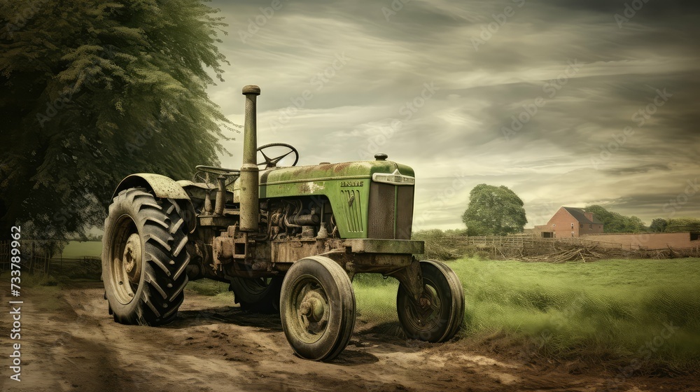Obraz premium baler slow moving farm vehicles