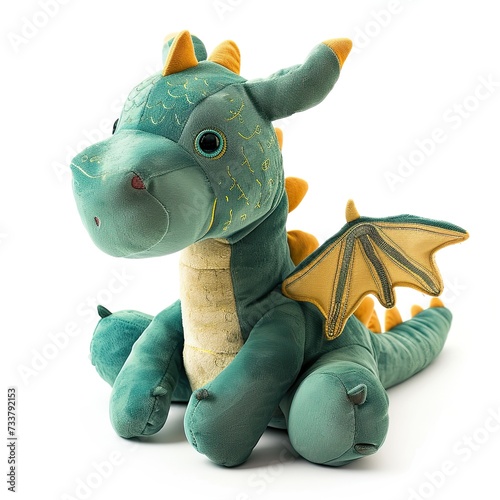Cute dragon stuffed toy for kids isolated on white background
